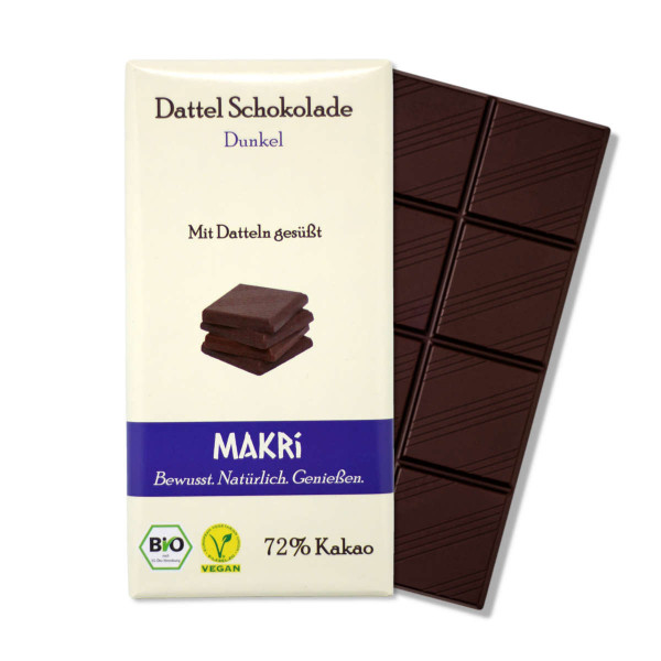 MAKRI Dunkel BIO Datteln Schokolade 72% Kakao