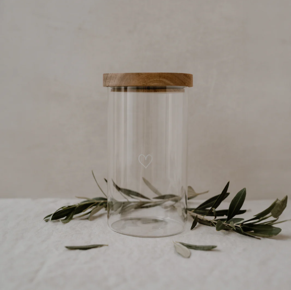 Eulenschnitt Vorratsglas Herz weiß 19cm